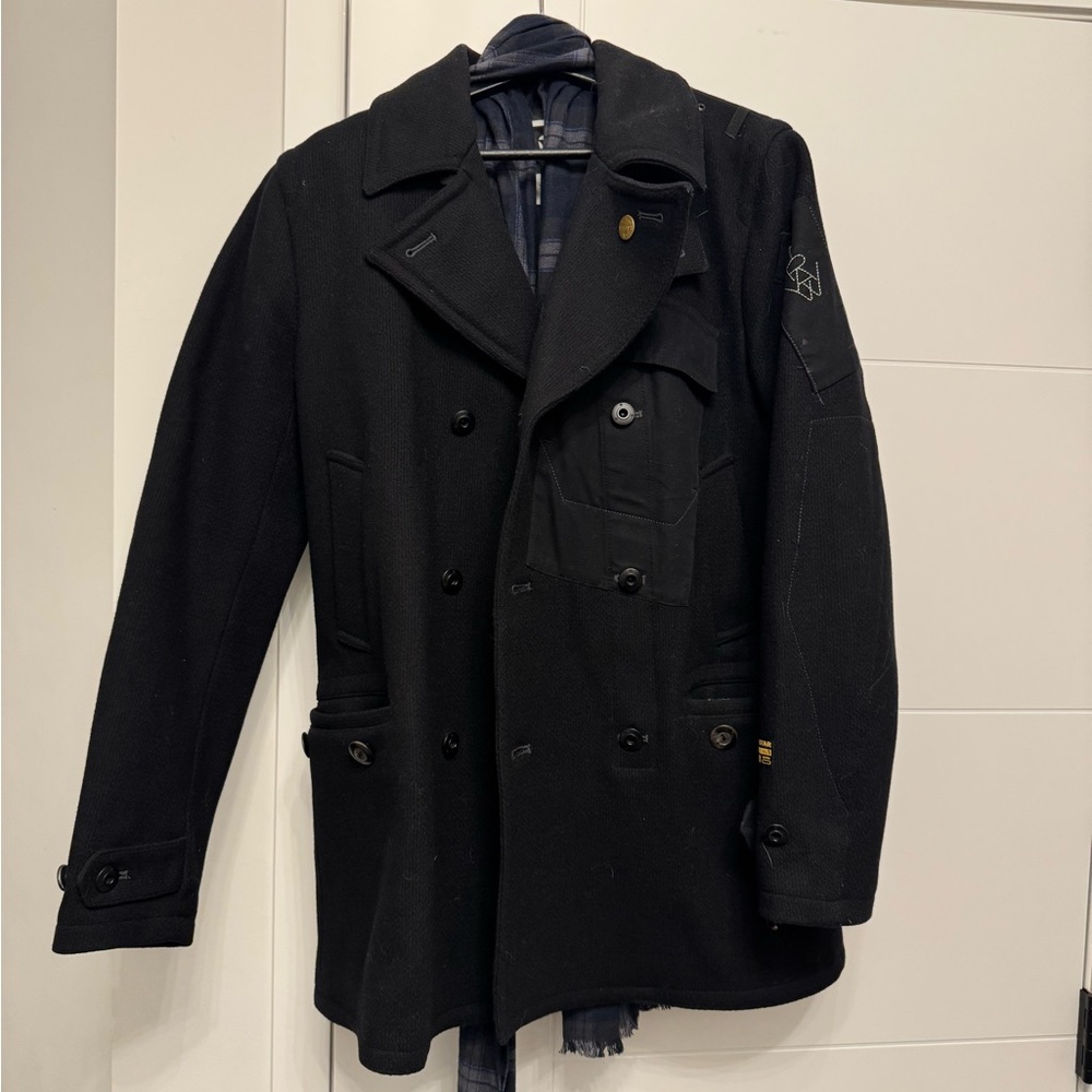 G-Star Black Pea Coat Classic Double-Breasted Jacket